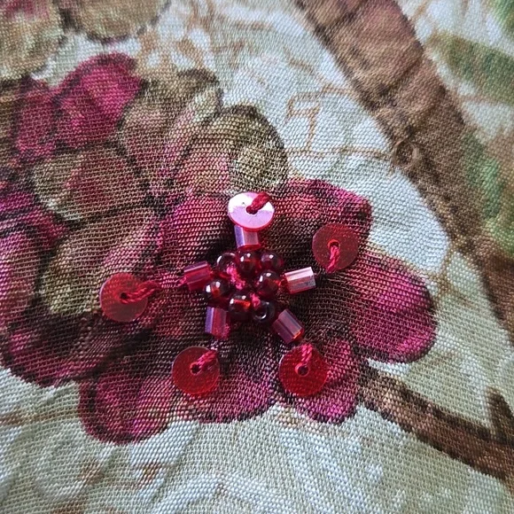 Vintage Citron Santa Monica Asian Floral V Neck Button Up Blouse Size 1X - Picture 5 of 11